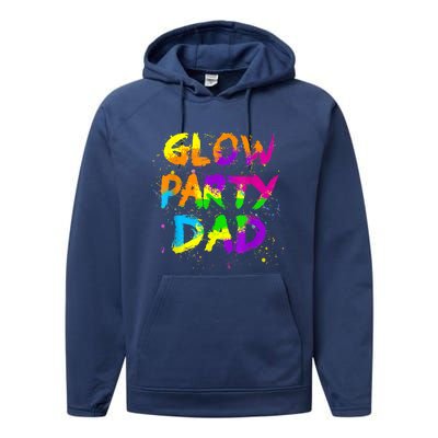 Glow Party Dad Splatter Effect 80 Theme Color Birthday Party Performance Fleece Hoodie