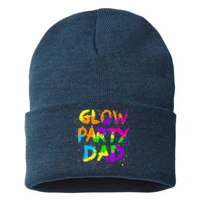 Glow Party Dad Splatter Effect 80 Theme Color Birthday Party Sustainable Knit Beanie