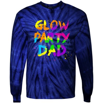 Glow Party Dad Splatter Effect 80 Theme Color Birthday Party Tie-Dye Long Sleeve Shirt