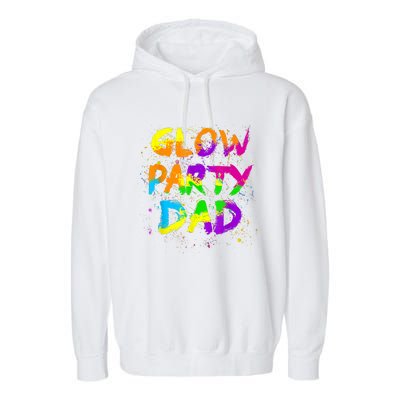 Glow Party Dad Splatter Effect 80 Theme Color Birthday Party Garment-Dyed Fleece Hoodie