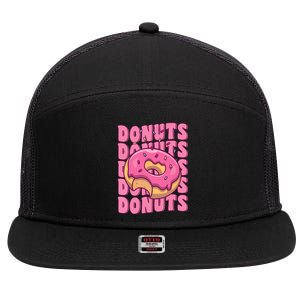 Groovy Pink Donut Squad Sprinkles Donut Lover Matching Donut 7 Panel Mesh Trucker Snapback Hat