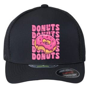 Groovy Pink Donut Squad Sprinkles Donut Lover Matching Donut Flexfit Unipanel Trucker Cap