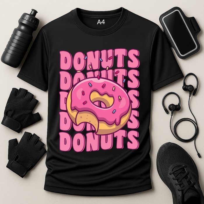 Groovy Pink Donut Squad Sprinkles Donut Lover Matching Donut Performance Shirt