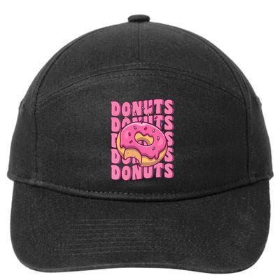Groovy Pink Donut Squad Sprinkles Donut Lover Matching Donut 7-Panel Snapback Hat
