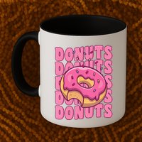 Groovy Pink Donut Squad Sprinkles Donut Lover Matching Donut Mug