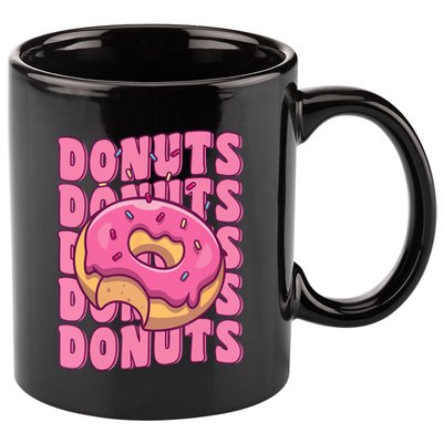 Groovy Pink Donut Squad Sprinkles Donut Lover Matching Donut 11oz C Handle Ceramic Mug