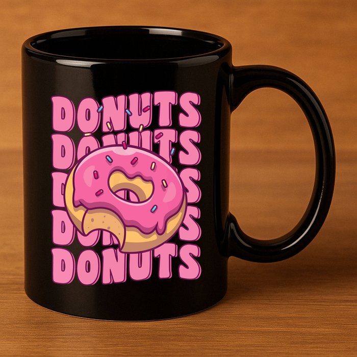 Groovy Pink Donut Squad Sprinkles Donut Lover Matching Donut 11oz C Handle Ceramic Mug
