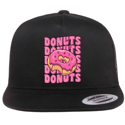 Groovy Pink Donut Squad Sprinkles Donut Lover Matching Donut Flatbill Hat