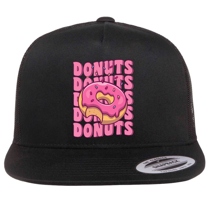 Groovy Pink Donut Squad Sprinkles Donut Lover Matching Donut Flatbill Hat