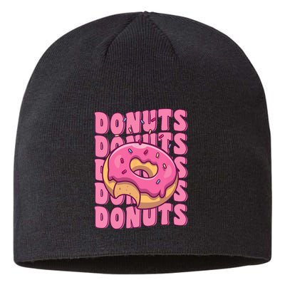 Groovy Pink Donut Squad Sprinkles Donut Lover Matching Donut Sustainable Beanie