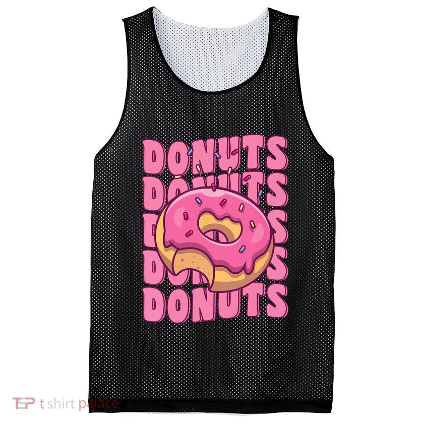 Groovy Pink Donut Squad Sprinkles Donut Lover Matching Donut Mesh Reversible Basketball Jersey Tank