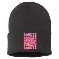 Groovy Pink Donut Squad Sprinkles Donut Lover Matching Donut Sustainable Knit Beanie
