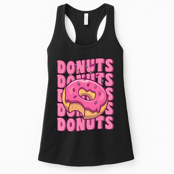 Groovy Pink Donut Squad Sprinkles Donut Lover Matching Donut Womens Tank Top