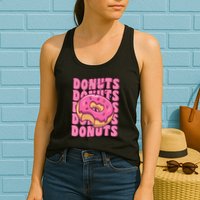 Groovy Pink Donut Squad Sprinkles Donut Lover Matching Donut Womens Tank Top