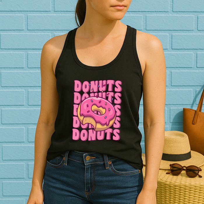Groovy Pink Donut Squad Sprinkles Donut Lover Matching Donut Womens Tank Top