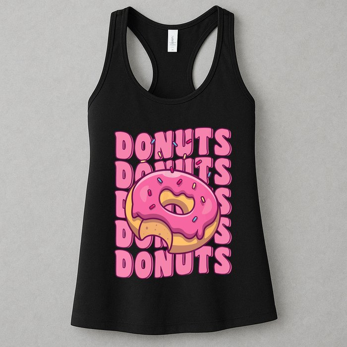 Groovy Pink Donut Squad Sprinkles Donut Lover Matching Donut Womens Tank Top