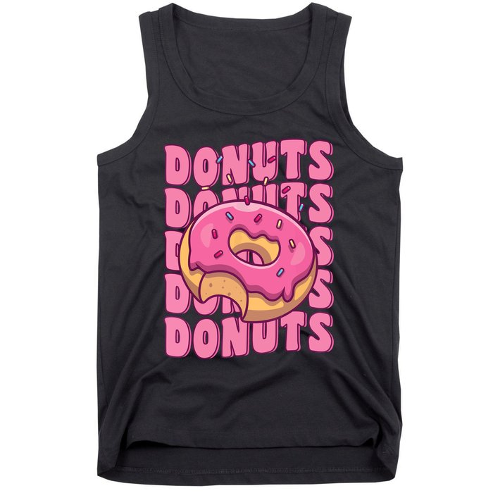 Groovy Pink Donut Squad Sprinkles Donut Lover Matching Donut Tank Top