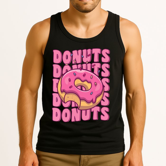 Groovy Pink Donut Squad Sprinkles Donut Lover Matching Donut Tank Top