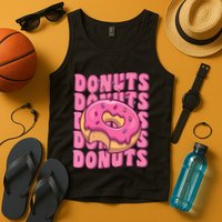 Groovy Pink Donut Squad Sprinkles Donut Lover Matching Donut Tank Top