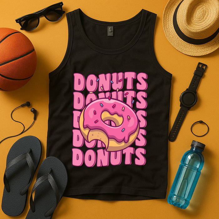 Groovy Pink Donut Squad Sprinkles Donut Lover Matching Donut Tank Top