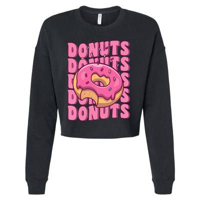 Groovy Pink Donut Squad Sprinkles Donut Lover Matching Donut Cropped Pullover Crew