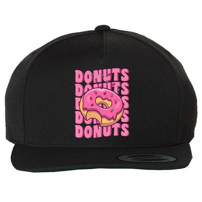 Groovy Pink Donut Squad Sprinkles Donut Lover Matching Donut Wool Snapback Cap