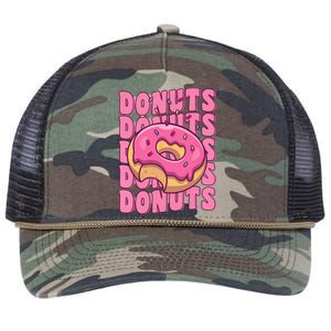 Groovy Pink Donut Squad Sprinkles Donut Lover Matching Donut Retro Rope Trucker Hat Cap