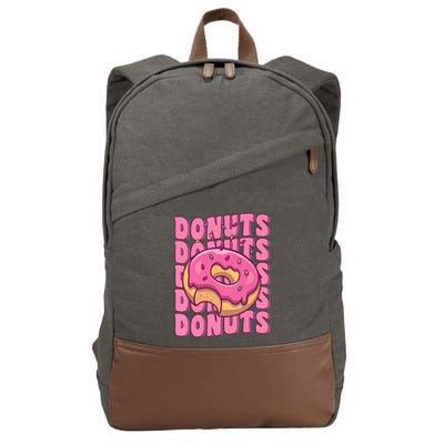Groovy Pink Donut Squad Sprinkles Donut Lover Matching Donut Cotton Canvas Backpack