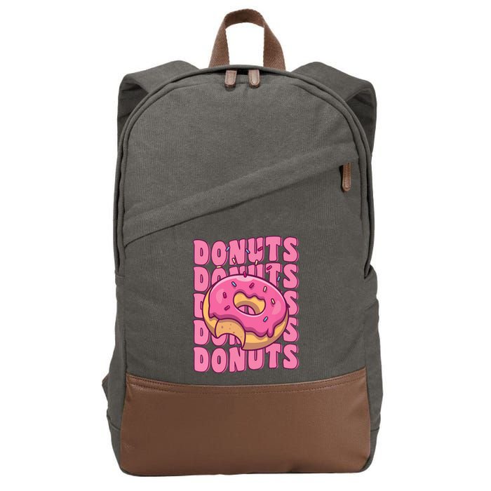 Groovy Pink Donut Squad Sprinkles Donut Lover Matching Donut Cotton Canvas Backpack