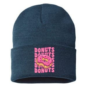 Groovy Pink Donut Squad Sprinkles Donut Lover Matching Donut Sustainable Knit Beanie