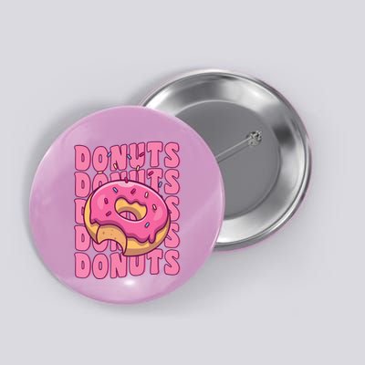 Groovy Pink Donut Squad Sprinkles Donut Lover Matching Donut Button