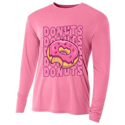Groovy Pink Donut Squad Sprinkles Donut Lover Matching Donut Cooling Performance Long Sleeve Crew
