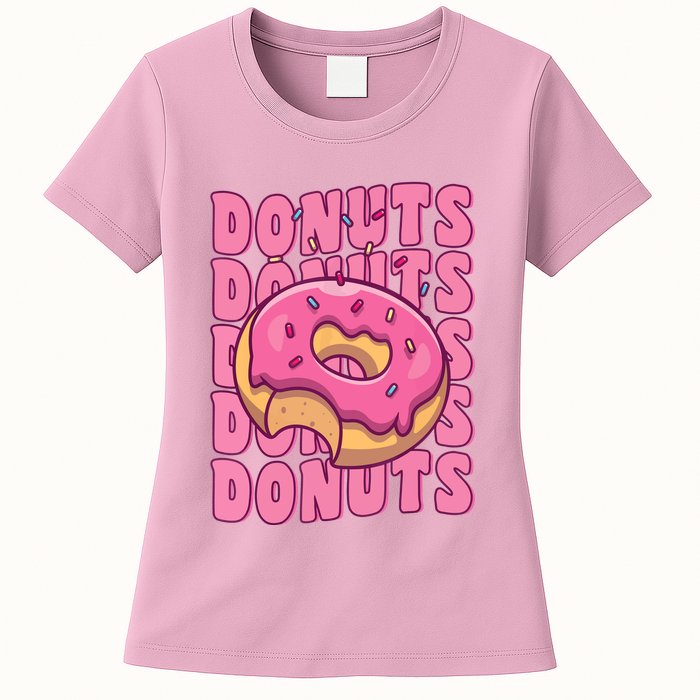 Groovy Pink Donut Squad Sprinkles Donut Lover Matching Donut Womens T-Shirt