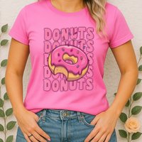 Groovy Pink Donut Squad Sprinkles Donut Lover Matching Donut Womens T-Shirt