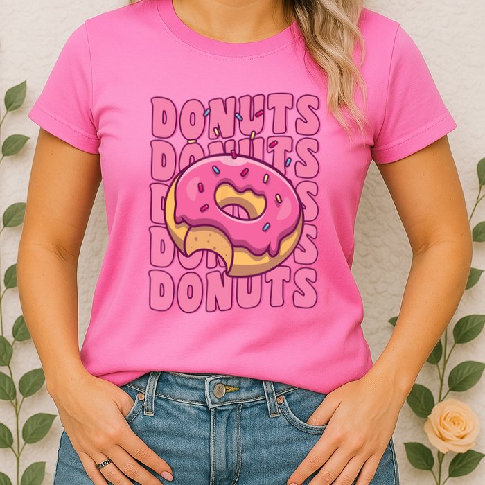 Groovy Pink Donut Squad Sprinkles Donut Lover Matching Donut Womens T-Shirt