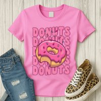 Groovy Pink Donut Squad Sprinkles Donut Lover Matching Donut Womens T-Shirt