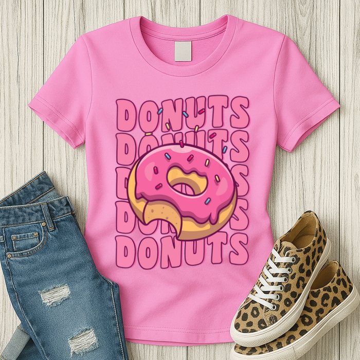 Groovy Pink Donut Squad Sprinkles Donut Lover Matching Donut Womens T-Shirt