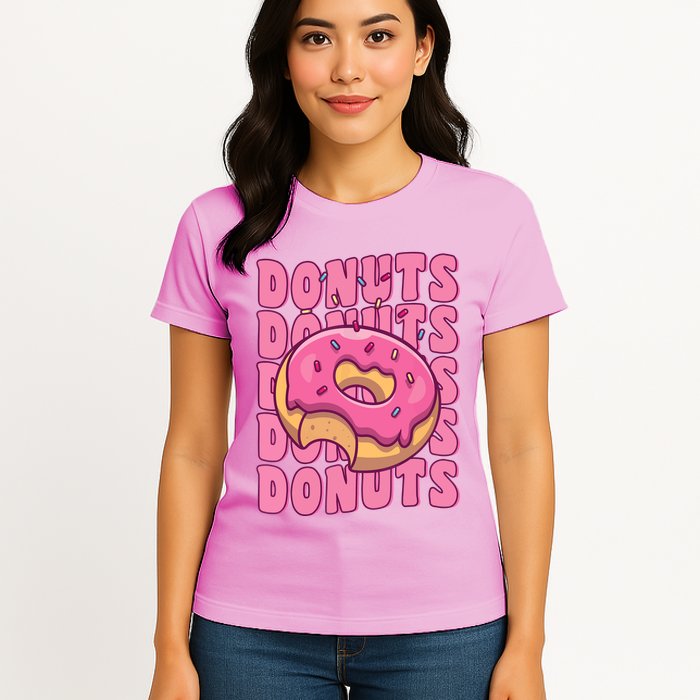 Groovy Pink Donut Squad Sprinkles Donut Lover Matching Donut Womens T-Shirt