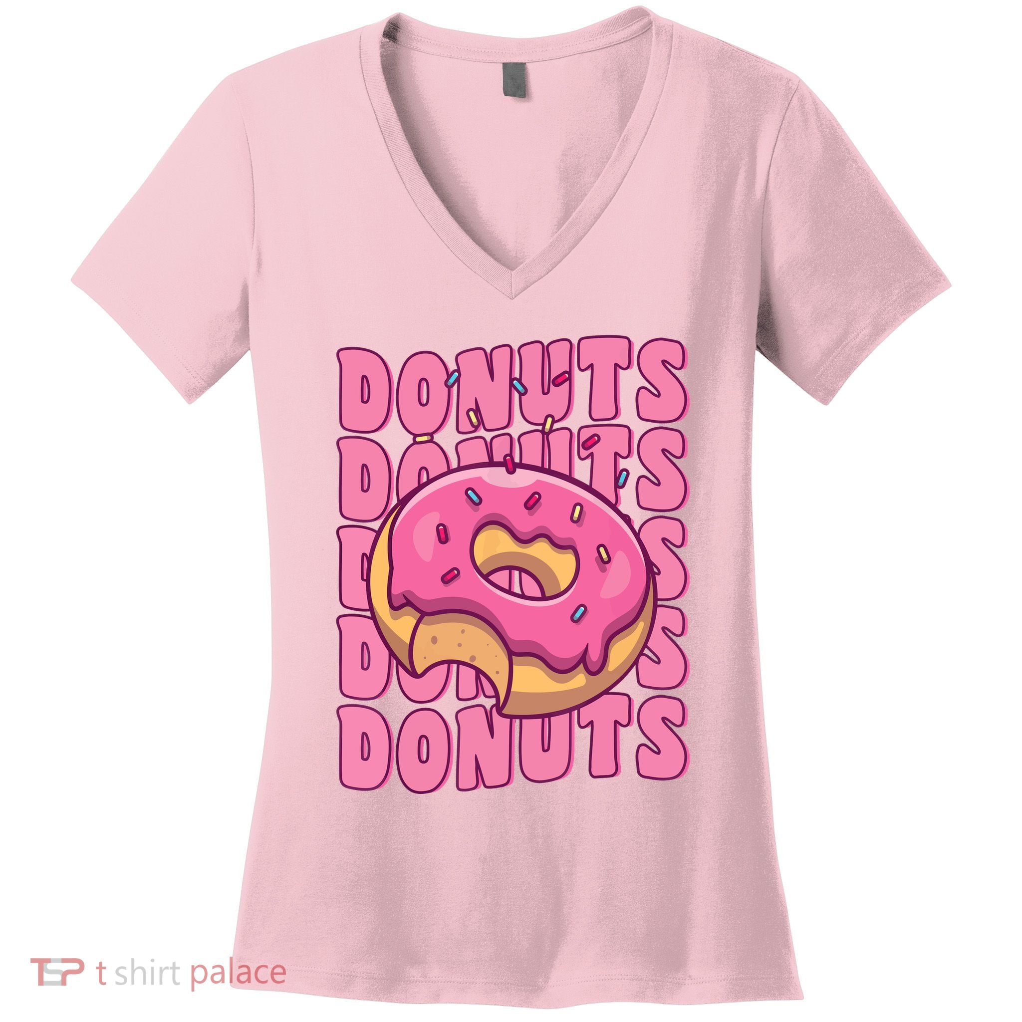 Groovy Pink Donut Squad Sprinkles Donut Lover Matching Donut Women's V-Neck T-Shirt