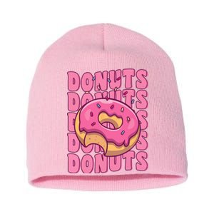 Groovy Pink Donut Squad Sprinkles Donut Lover Matching Donut Short Acrylic Beanie