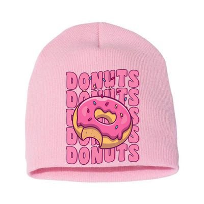 Groovy Pink Donut Squad Sprinkles Donut Lover Matching Donut Short Acrylic Beanie