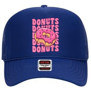 Groovy Pink Donut Squad Sprinkles Donut Lover Matching Donut High Crown Mesh Back Trucker Hat