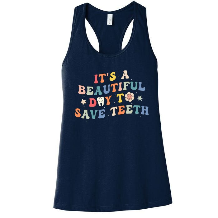 Groovy Pediatric Dentistry Dental Hygiene Assistant Dentist Women's Racerback Tank