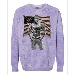 Gangster Pro Donald Trump Tattoo Republican American Flag Colorblast Crewneck Sweatshirt