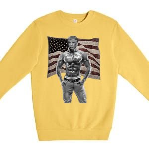 Gangster Pro Donald Trump Tattoo Republican American Flag Premium Crewneck Sweatshirt