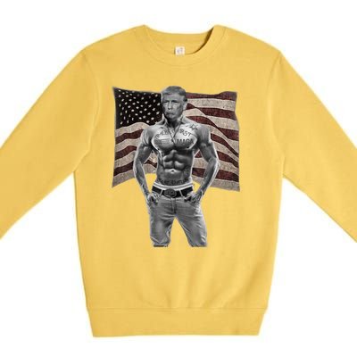 Gangster Pro Donald Trump Tattoo Republican American Flag Premium Crewneck Sweatshirt