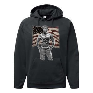 Gangster Pro Donald Trump Tattoo Republican American Flag Performance Fleece Hoodie