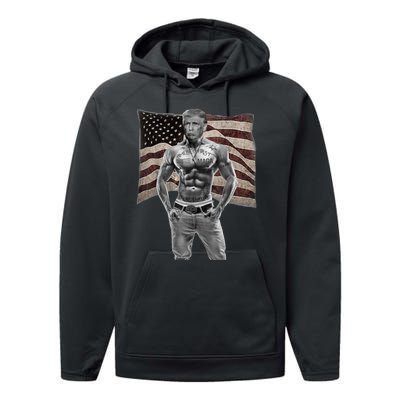 Gangster Pro Donald Trump Tattoo Republican American Flag Performance Fleece Hoodie