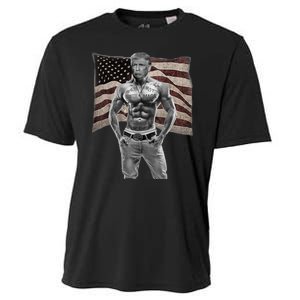 Gangster Pro Donald Trump Tattoo Republican American Flag Cooling Performance Crew T-Shirt