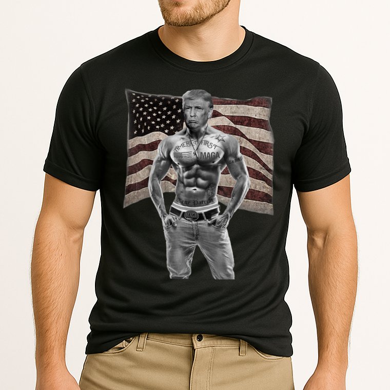 Gangster Pro Donald Trump Tattoo Republican American Flag Cooling Performance Crew T-Shirt